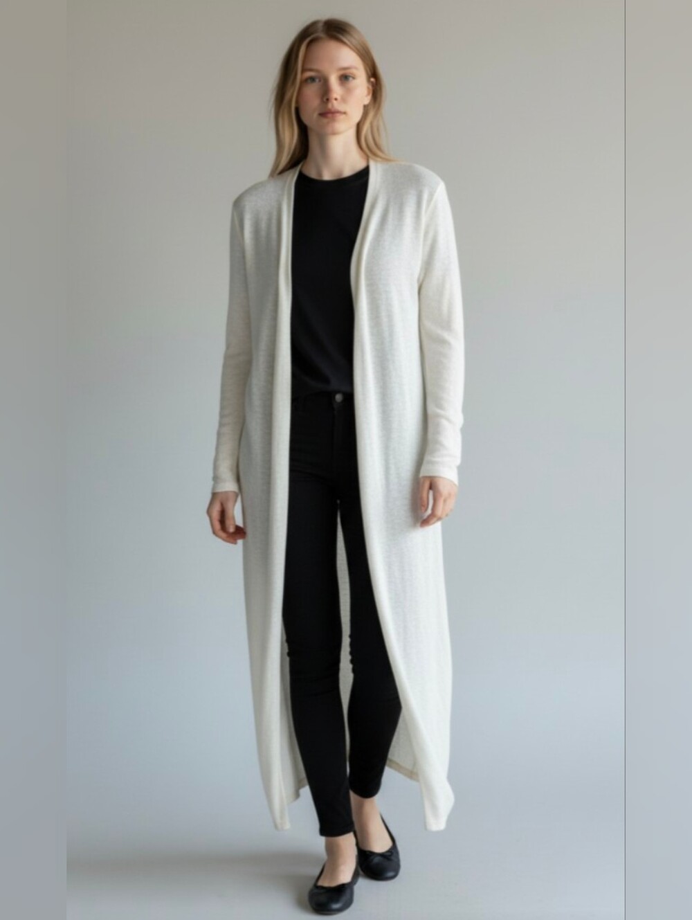 NWT@$90! SOFT SURROUNDINGS! CREAM ULTRA LIGHT, DUSTER LENGTH CARDI SWEATER! SZ M